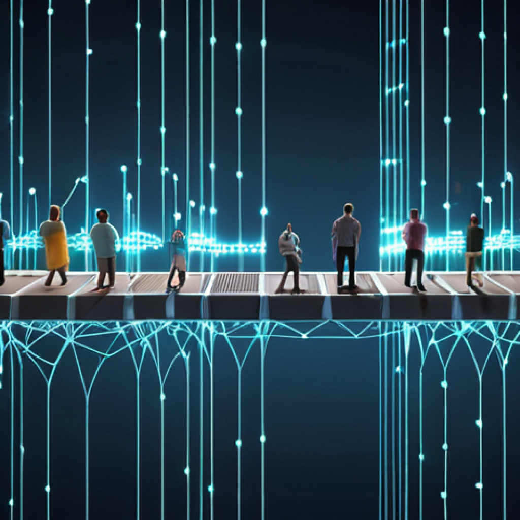 **

"A diverse group of people collaboratively building a digital bridge representing the internet. Glowing code streams and network connections illustrate information flow. Keywords like 'digital rights,' 'data privacy,' 'digital literacy,' and 'open source' float among them. A balanced scale symbolizes fairness in the digital world."

**